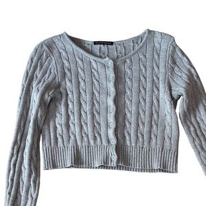 Brandy Melville Cropped Grey Button Up Sweater